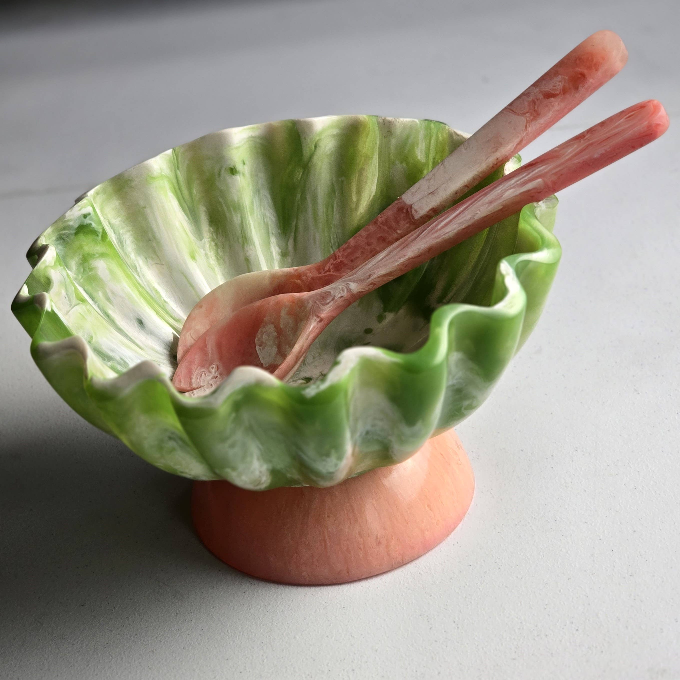Green & Pink Cabbage Bowl - Resin Handmade | Fabled Designs